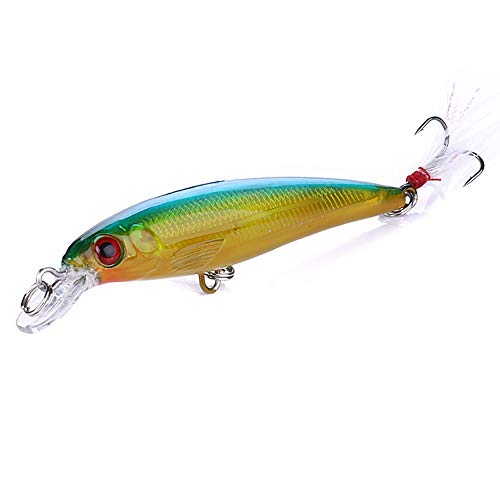 VOANZO 10PCS Cebo de simulación láser 3D Minnow Artificial señuelos de Pesca cebos, plástico Aparejos de Pesca bajo, Cebo Duro Cebo de Pesca Realista Cebo Cebo (Amarillo)