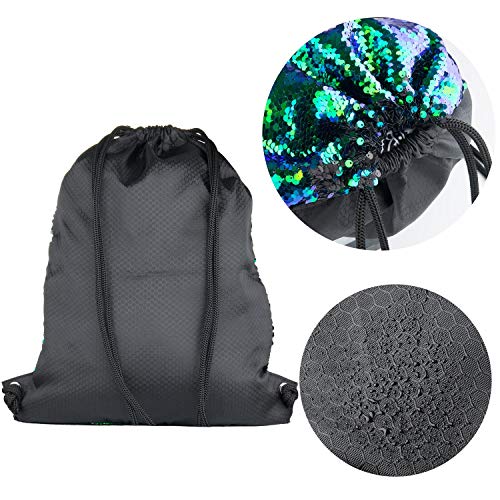 Vordas Mochila de Lentejuelas Bolsa, Mochila con Cordón Deportiva Bolso de Lentejuelas Sirena Reversible Deportes al Aire Libre, para Niñas, Mujeres y Niños, 40 × 33 cm