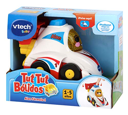 VTech- Alan Fórmula 1 TutTut Bólidos Coche de carreras interactivo con voz, música y efectos de sonido, incluye botón sorpresa, Multicolor (80-514222) , color/modelo surtido