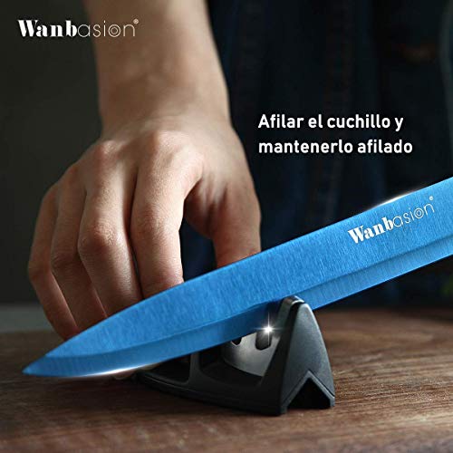 wanbasion Azul Juego de Cuchillos de Cocina Acero Inoxidable, Set de Cuchillos de Cocina Profesional Chef, Juego de Cuchillos de Cocina Los Mejores Cocinero a Prueba de Herrumbre