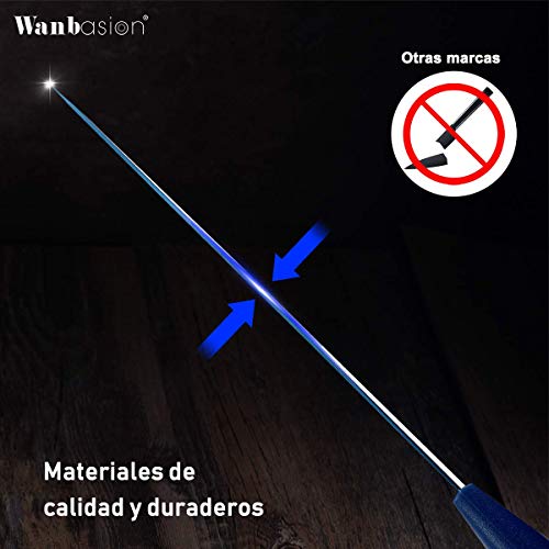 wanbasion Azul Juego de Cuchillos de Cocina Acero Inoxidable, Set de Cuchillos de Cocina Profesional Chef, Juego de Cuchillos de Cocina Los Mejores Cocinero a Prueba de Herrumbre