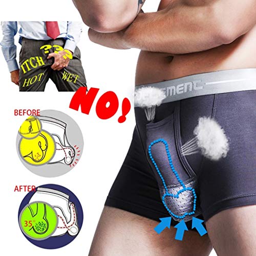 waotier Boxeador Respiración Masculina Ropa Interior Flexible Separación de Balas Escroto Calzoncillos Fisiológicos