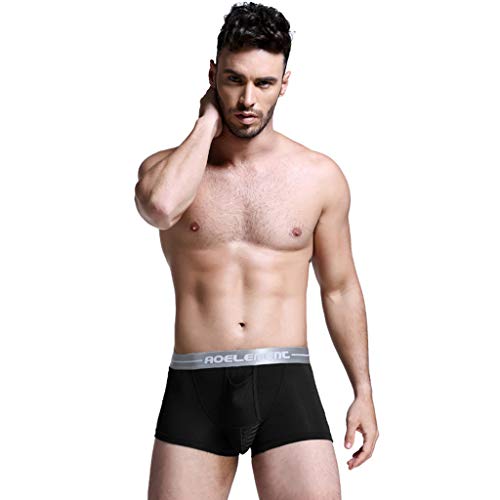 waotier Boxeador Respiración Masculina Ropa Interior Flexible Separación de Balas Escroto Calzoncillos Fisiológicos