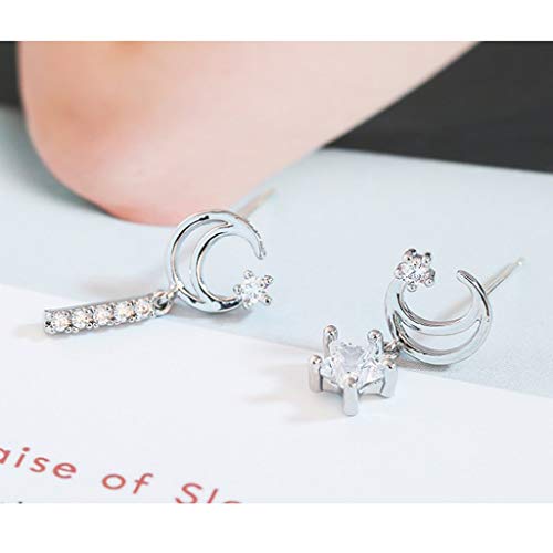 WARMWORD Pendientes para Mujer y niña, diseño de Luna y Estrella Metálico Simple Anillo Exterior de Forma Irregular Amor Acrílico Pendientes Joyas de Mujer Regalo de cumpleaños