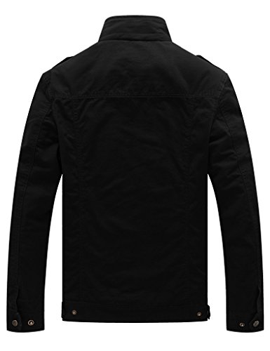 WenVen Chaqueta Casual Negro Camuflaje Algodón Entallada Hombre X-Large