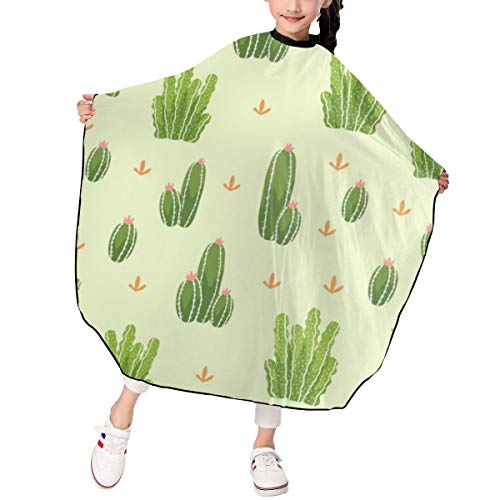 Wfispiy Botanicals Pattern Set of Cactus Background 100 x 120 CM Delantal para niños Barber Cape Cape Hair Cutting