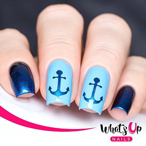 Whats Up Nails - Anchor Nail Vinyl Stencils for Nail Art Design (1 Sheet, 20 Stencils)