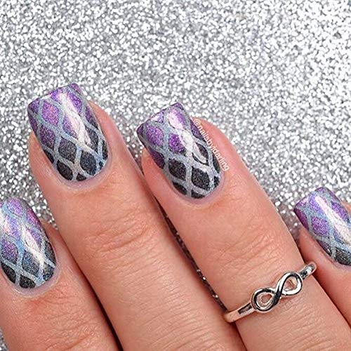 Whats Up Nails - Fishnet Vinyl Stencils for Nail Art Design (1 Sheet, 12 Stencils)