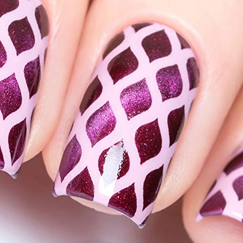 Whats Up Nails - Fishnet Vinyl Stencils for Nail Art Design (1 Sheet, 12 Stencils)