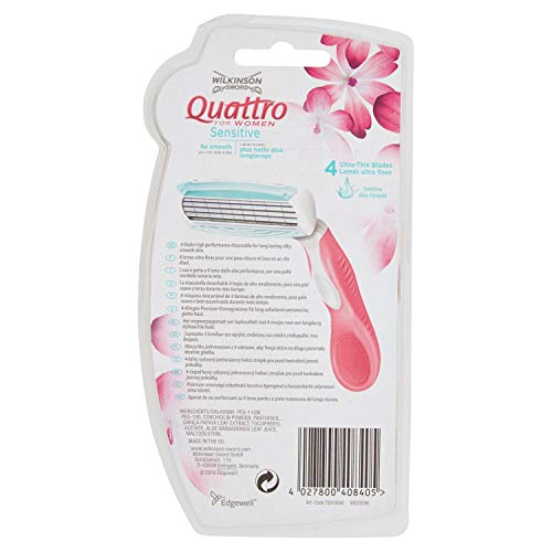 WILKINSON sword quattro maquinilla desechable sensitive mujer 3+1 uds