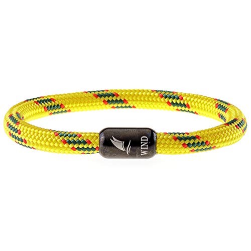 Wind Passion Pulsera Magnética Amarilla de Cuerda Nautica Trenzada para Hombre y Mujer, Tall X-Large