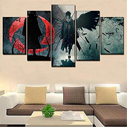 WLHZNB Impresiones sobre Lienzo Cuadro En Lienzo 5 Piezas De Anime Naruto 鼬 Imagen Uchiha Arte De La Pared Modular Pintura Decoración del Hogar (Tamaño 3) Sin Marco