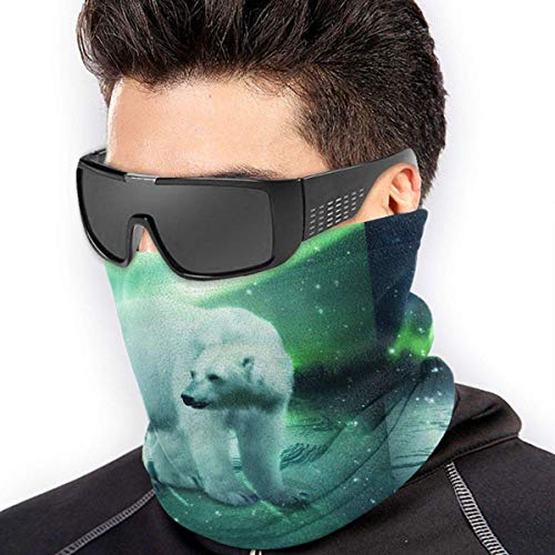 WlQshop Calentadores de Cuello Northern Lights Polar Bear Neck Warmer Scarf Gaiter Mascarilla Bufandas For Dust Cold Weather Winter Outdoors Festivals Sports For Men and Women