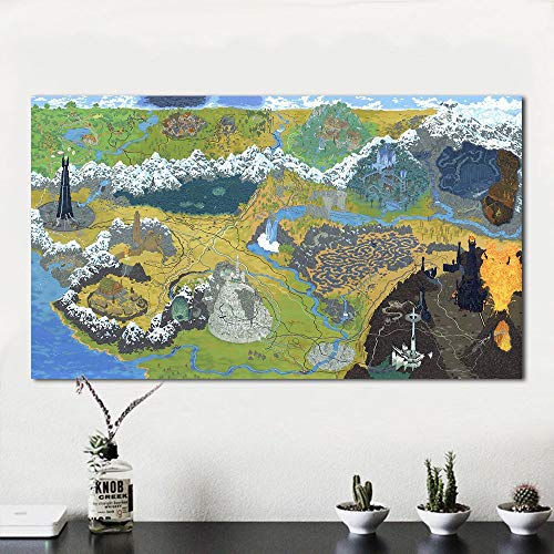 wojinbao Pintura sobre lienzoJuego Poster Canvas Art Oil ng Map of The Lord of The Ring Wall Pictures For Living Room Home Decor