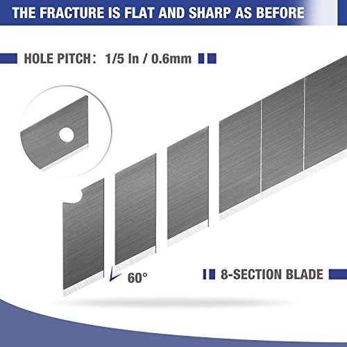 WORKPRO Juego de Cuchillas Cutter, 100 Piezas Hojas para Cuter Profesional a Presión de 8 Segmentos, Cuchillas de Repuesto SK5, 0,5 mm de Grosor y 18 mm de Ancho con Caja