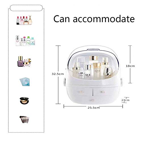 Wxyfl Componen La Caja De Almacenaje 3 Cajones Grandes Makeup Organizer Lápiz Labial, Pincel, Crema Facial, Productos para El Cuidado De La Piel Impermeable A Prueba De Polvo Fácil De Limpiar,White