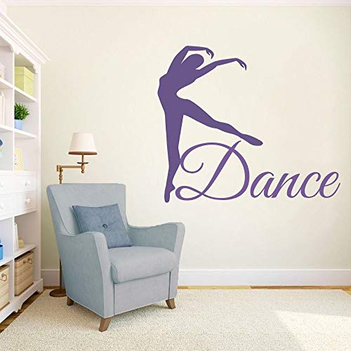 wZUN Bailarina Silueta Chica Bailarina Pared calcomanía Baile Pegatina Sala de Gimnasia Vinilo Mural decoración 68X60cm