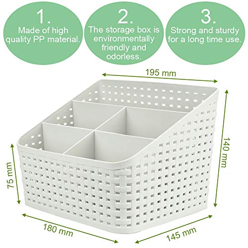 XAVSWRDE Cesta de Maquillaje Material PP Organizador de Cosméticos de 5 Compartimentos de Distintas Alturas Organizador de Maquillaje Color Blanco Cesta de Almacenamiento para Baño Escritorio Tocador