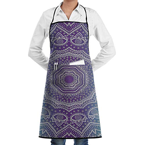 xcvgcxcvasda Delantal Babero Ajustable con Bolsillo Hippie Ombre Commercial Restaurant and Home Kitchen Apron Neck Strap- Extra Long Ties Strong Black Cooking, Baking, Crafting, Gardening, BBQ