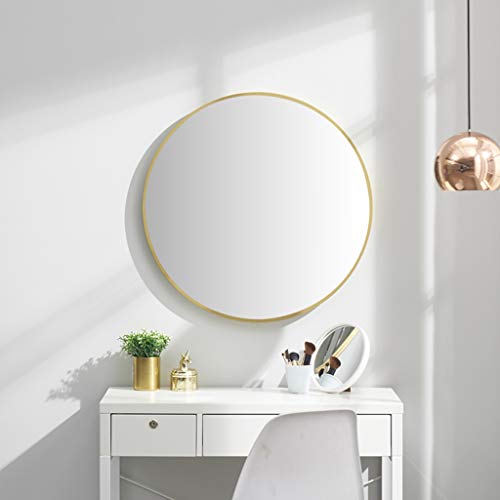 XFPINK Espejo De BañO Espejo Redondo De Pared Espejo De Vanidad Espejo De Maquillaje Espejo For Vestirse Espejo Moderno De CosméTica Espejo con Marco De Metal, DiáMetro 50/60/70/80cm, Negro, Dorado