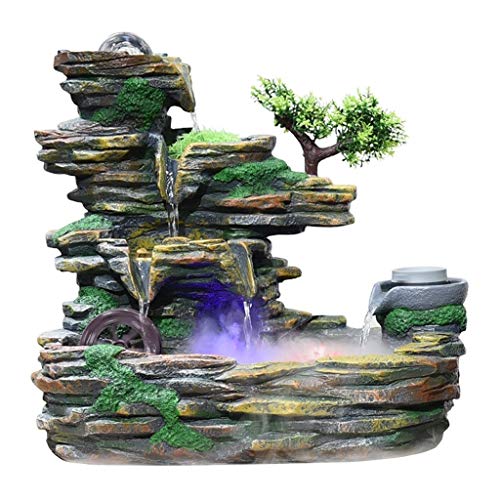 Xilinshop-Fuentes decorativas Fuente de Piedra de montaña de Interior Creativa Cascada de Tres Pisos y atomizador Humidificador de decoración de Escritorio (tamaño : S)