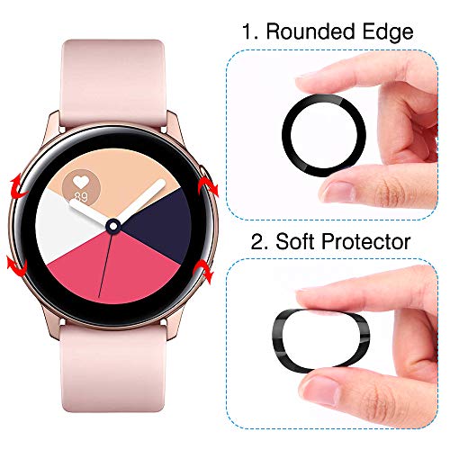 XIMU Compatible con Samsung Galaxy Watch Active 40mm Protector de pantalla [2 piezas] Samsung active Protector de pantalla Película protectora de Películas suaves [Anti-arañazos] (NO PARA ACTIVE 2)