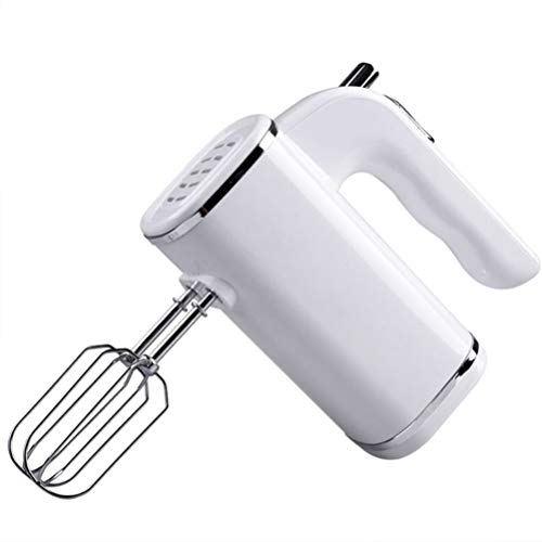 YMN Mano Eléctrica batidor de Mano Blender Infantil 200W Mezclador eléctrico Huevo Acero casa Cocina de Doble Palo Inoxidable batidor de Alimentos,Blanco