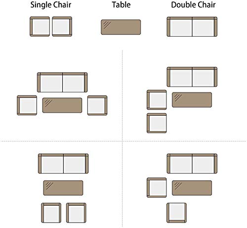 YOUKE Conjunto de Muebles de jardín de ratán para Interiores y Exteriores, 4 Piezas, sofá, Mesa, marrón