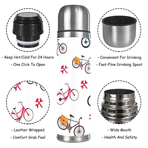 Yuzheng Patrón de Bicicleta Termo Inoxidable con Tapa Acero Inoxidable Taza/matraz Vaso con Aislamiento al vacío Vaso de Viaje Mejor Regalo para niños 500ml