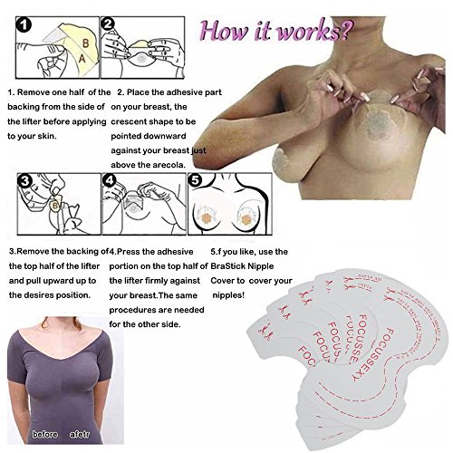 ZAIQUN Desechable Pegatina Cojín de La Teta sostén Invisible y Levantamiento de Senos Autoadhesivo Sujetador Invisible