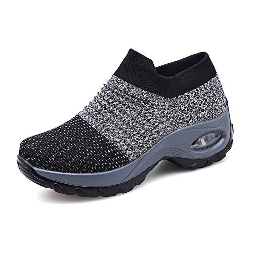 Zapatillas Deportivas de Mujer Gimnasio Zapatos Running Deportivos Fitness Correr Casual Ligero Comodos Respirable Negro Gris Morado 35-42 GY40