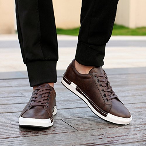 Zapatos de Cordones para Hombre Conducción Zapatillas Cuero Casual Shoes Attività Commerciale Sneakers Marrón 43