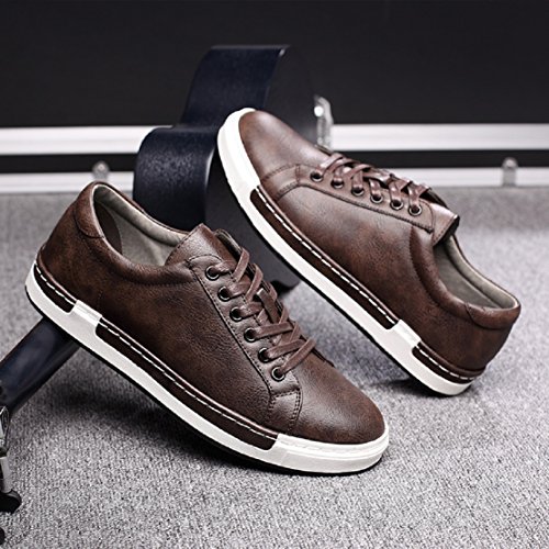 Zapatos de Cordones para Hombre Conducción Zapatillas Cuero Casual Shoes Attività Commerciale Sneakers Marrón 43