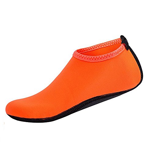 Zapatos de piel acuáticos de secado rápido para hombres y mujeres, calcetines de buceo para deportes acuáticos, natación, surf, yoga, ejercicios y playa, naranja