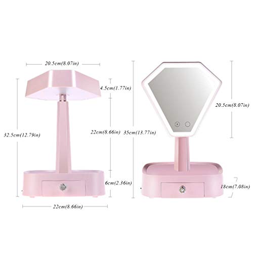 ZCJB Espejo de Mesa,Lámpara de Espejo Maquillaje LED Lámpara de Cabecera Recargable Creativa Maquillaje Escritorio con Luz LE-G3 (Tamaño : Ordinary Makeup Mirror)