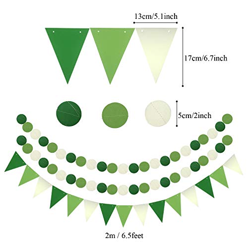 Zerodeco Decorazione di Festa, 21 Pezzi Ventilatori di Carta, Pompons, Bandierine Triangolare, Ghirlande per Decorazione Della Festa Nuziale Nozze Nidi Tatuaggi Nuziale Doccia Decorazione (Verde)