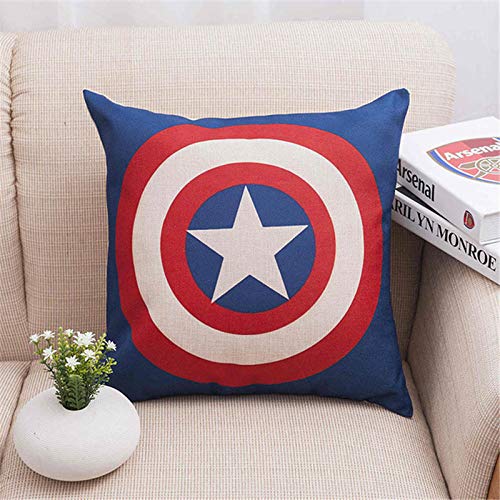 ZHAOCC Funda de Almohada 5 Piezas Avengers Superhero Cojín Impresión Manta Decoración Hogar Sofá Silla de Coche Funda de Almohada 45X45Cm