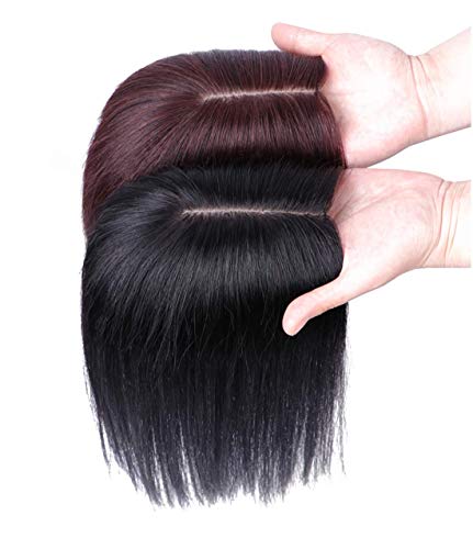 ZTBXQ Fashion Art Party Cosplay Decoraciones Suministros 5 'x 5.5' Cabello Base de Seda con Piezas para el Cabello Clip en Peluca Peluca para Mujer con Cabello escaso 8.7 'Marrón Oscuro Lacio