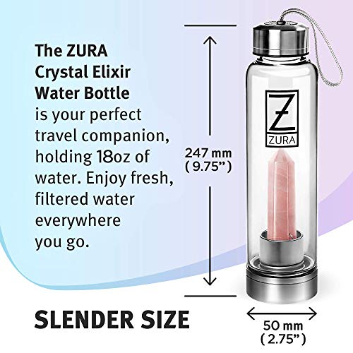 ZURA Botella de Cristal Elixir Agua (Cuarzo Rosa)