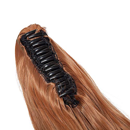 18"(45cm) SEGO Coleta Postiza Rizada con Pinza Pelo Sintético Se Ve Natural [Castaño Caoba Claro] Extensiones de Cabello Clip Cola Larga Ponytail (140g)