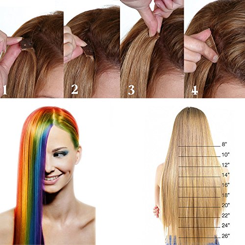 22"(55cm) Extensiones de Cabello Clip Mechas de Colores Fantasía 10 Tiras/Set Pelo Sintético Natural para Niñas Muñecas Postizos Pelucas Accesorios Liso (100g,Varios Colores)