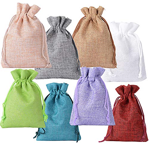 24pcs Bolsas Bolsitas Tela Saquitos Arroz Regalo Joyas Caramelo Dulces Recuerdo Favores Detalles Boda Fiesta Bautizo con Cordón (8 colores)