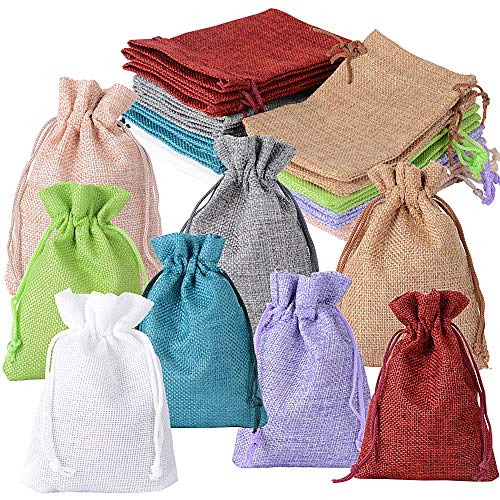 24pcs Bolsas Bolsitas Tela Saquitos Arroz Regalo Joyas Caramelo Dulces Recuerdo Favores Detalles Boda Fiesta Bautizo con Cordón (8 colores)