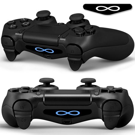 2x LED Sticker 2x Thumb Grips für PlayStation 4 Controller Light Bar Decal Skin Sticker – Infinity Unendlich Logo