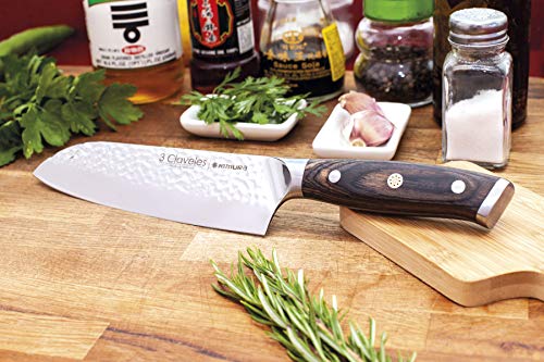 3 Claveles Kimura Cuchillo Santoku cocina multiusos cuchillos cocina utensilios originales para la cocina asiática cortar carne, pescado y verdura de 17,5 cm, 7" de hoja