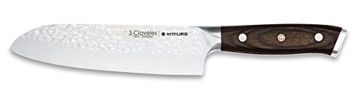 3 Claveles Kimura Cuchillo Santoku cocina multiusos cuchillos cocina utensilios originales para la cocina asiática cortar carne, pescado y verdura de 17,5 cm, 7" de hoja