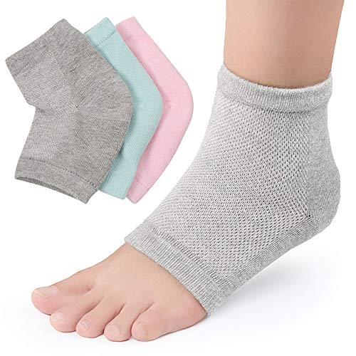 3 Pares Ventilación Gel Hidratante Calcetines,Seco de la piel Agrietada Piel Hidratante Día Limpiadora,Hidratante Cuidado de los pies Exfoliante Dry Heel Pedicura