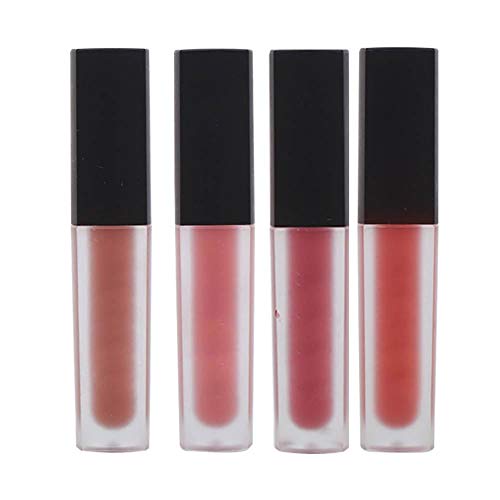 4 Piezas Set de Brillo Labial Mate, Herramienta Cosmética de Maquillaje de Labios de Larga Duración y No Pegajosa(A)