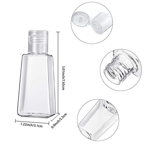 6 Piezas 30 ml Botellas Recargables Vacías de Viaje de Plástico con Tapa Abatible y 6 Piezas Titular de Llavero Porta Llaveros Soporte de Neopreno Impermeable Elástico para Contenedor Accesorios Viaje