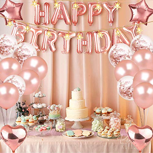 72pcs Decoraciones de Fiesta de Cumpleaños con Adorno de Pastel de Bricolaje, Pancarta de Feliz Cumpleaños, Borlas Brillantes, Globos de Confeti con Letras, Decoraciones para Cumpleaños